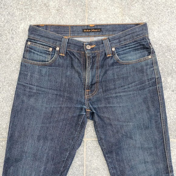 Nudie Mens Jeans Blue Denim Slim Jim Straight Leg Cotton Made in Italy Size 31 - Picture 5 of 14